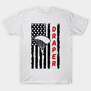 Draper, The Point, Utah, USA - Vintage Paragliding Skydiving Parachuting Logo T-Shirt